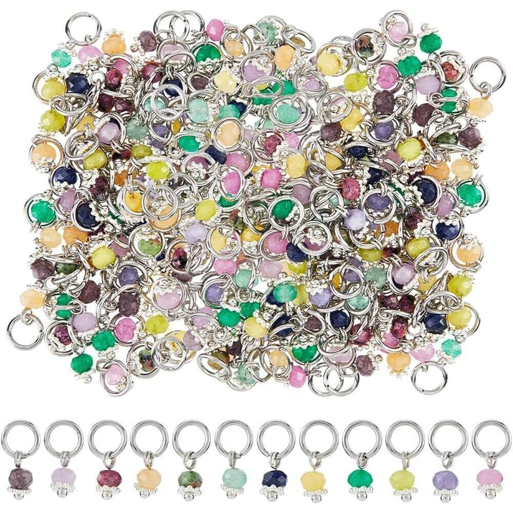 4179 120Pcs 12 Colors Natural Gemstone Charms Crystal Gemstone Pendant